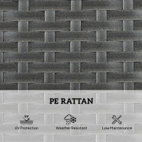 Outsunny Rattan Sun Loungers Set of 2 with Side Table, Garden Recliner Sunbeds with Adjustable Back, Cushions, Dark Grey(m-7)