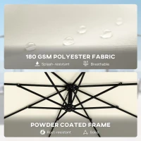 Outsunny 3 m Garden Cantilever Parasol with Cross Base, Sandbag, 360° Rotating Overhanging Banana Umbrella, Cream White(m-7)