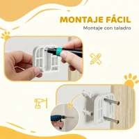PawHut Barrera de Seguridad para Perros 74,5-111,5 cm Puerta para Perros para Escaleras con Pestillo Cierre Automático Blanco(m-8)