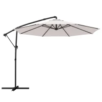 Outsunny 3 m Garden Cantilever Parasol with Cover, Round Overhanging Umbrella with 360° Rotation, Tilt, Cream White(m-1)