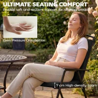 Outsunny Outdoor Seat Cushions Set of 2 with Ties, Waterproof Garden Seat Pads, Black(m-4)