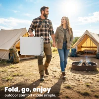 Outsunny 3ft Folding Camping Table, Picnic Table with Mesh Storage Layer, Carrying Bag and Metal Frame, Cream White(m-4)