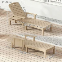 Outsunny Set of 2 Reclining Sun Loungers, 5 Positions Adjustable Outdoor Chaise Lounge Chair with Armrests, Khaki(m-3)