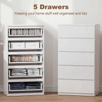 HOMCOM Chest of Drawers, 5-Drawer Storage Cabinets, Modern Dresser, Storage Drawer Unit for Bedroom(m-4)