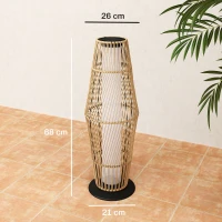 Outsunny Lanterne Solaire Extérieure en Résine Tressée avec Capteur de Lumière, pour Jardin Patio, 26x26x68cm, Sable(m-3)