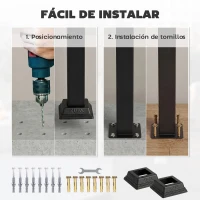 Outsunny Barandilla de Escalera 95 cm Pasamanos para Escalera con Kit de Instalación Ángulo Ajustable para 1-3 Escalones Negro(m-6)
