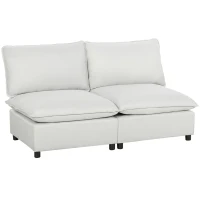 HOMCOM Divano 2 posti 146 cm in similpelle con seduta ampia, Grigio(m-1)