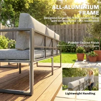 Outsunny 4 Piece Outdoor Garden Furniture Set, Patio Furniture with 3-Seater Sofa, Armchairs and Coffee Table(m-5)