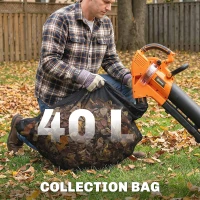 Outsunny Elektryczna dmuchawa i odkurzacz do liści 3000W 3 w 1 z workiem 40L, 4 kołami, regulowanym paskiem na ramię, pomarańczowy(m-7)