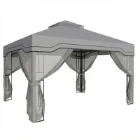 Outsunny 3 x 3.6 m Outdoor Garden Gazebo with Post Shelves, UPF50+ Patio Permanent Pavilion with Hook, Dark Grey(m-1)