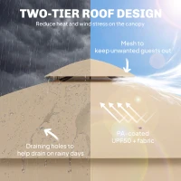 Outsunny 3 x 3 m Outdoor Garden Gazebo with Post Shelves, UPF50+ Double Roof Patio Permanent Pavilion, Brown(m-4)