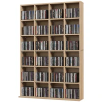 HOMCOM Mobile Porta CD con Ripiani Regolabili per 456 CD o 336 DVD, 24 Scomparti, 89x20x130.5 cm, Legno(m-10)