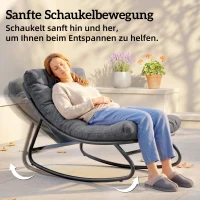 Outsunny Schaukelstuhl Schaukelsessel mit breitem Netzsitz dickem Kissen 101 x 66 x 63 cm Grau(m-4)