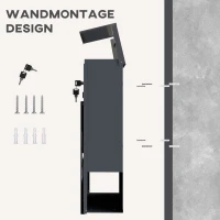 HOMCOM Briefkasten Wandmontage Wetterfest mit Zeitungshalter und 2 Schlüsseln für Außenwand, Dunkelgrau(m-7)
