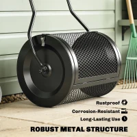 Outsunny Compost Spreader, 20" Peat Moss Spreader with Detachable U-Shaped Handle and Metal Mesh Basket(m-7)