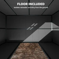 Outsunny 10 x 6 ft Resin Garden Shed, Outdoor Storage Shed with Floor, Windows, Lockable Doors and Vents, Dark Grey(m-4)