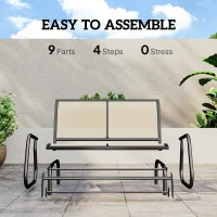 Outsunny 2-Person Outdoor Glider Bench Patio Double Swing Gliding Chair Loveseat w/Power Coated Steel Frame for Garden Patio Porch, Cream(m-5)