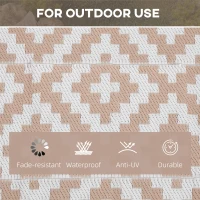 Outsunny Reversible Outdoor RV Rug, Patio Floor Mat, 274 x 182 cm Plastic Straw Rug for Garden, terrace, Beach, Camping, Coffee & White(m-5)