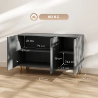 HOMCOM Modern Luxe High Gloss Sideboard, with Hairpin Legs, Grey(m-3)