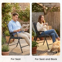 Outsunny Outdoor Seat Cushions Set of 2 with Ties, Waterproof Garden Seat Pads, Dark Grey(m-8)