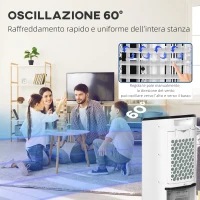 HOMCOM Raffrescatore Evaporativo 3 in 1, Ventilatore, Umidificatore con Ghiaccio e Deumidificatore, Bianco(m-8)