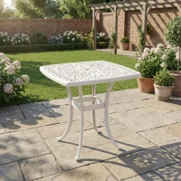 Outsunny Outdoor Garden Table with 38mm Dia. Umbrella Hole, Cast Aluminium Patio End Table with Anti-slip Foot Pads for Garden(m-9)