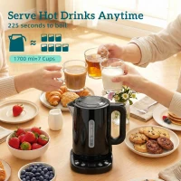 HOMCOM Electric Kettle, 1.7L, Fast Boil, 3kW Water Kettle with UK Strix Thermostat, Keep Warm Function, LCD Base, Black(m-4)