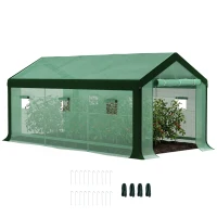 Outsunny Invernadero de Túnel 6x3x2,8 m con 6 Ventanas Cubierta de PE Anti-UV y 2 Puertas Enrollables con Cremallera Verde(m-10)