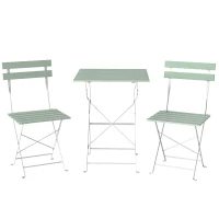 Outsunny Outdoor Bistro Set Folding Patio Furniture Set with 2 Chairs Table for 2 People White and Green(m-1)