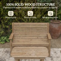 Outsunny 4 Piece Wooden Garden Furniture Set, Outdoor Garden Sofa Set with 2 Armchairs, Loveseat and Coffee Table, Natural Wood(m-5)