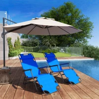 Outsunny Lot de 2 Chaises Longue inclinable transat Bain de Soleil fauteuil relax jardin 2 en 1 Pliant têtière Amovible(m-10)