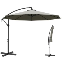 Outsunny 3m Overhanging Cantilever Parasol, with Cross Base - Light Grey(m-10)