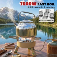 Outsunny 7000W Camping Stove with Piezo Ignition, High Power Gas Stove with 50kg Capacity and Carry Bag for Outdoor Hiking Khaki(m-4)