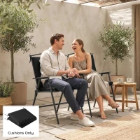 Outsunny Outdoor Seat Cushions Set of 2 with Ties, Waterproof Garden Seat Pads, Black(m-9)