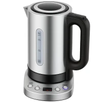 HOMCOM Electric Kettle, 1.7L, Fast Boil, 3kW Water Kettle with UK Strix Thermostat, Keep Warm Function, LCD Base, Silver Tone(m-1)