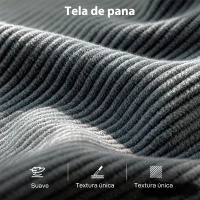 HOMCOM Sofá de 3 Plazas Tapizado en Pana Acolchado Grueso de Muelles Asiento Ancho 2 Almohadas 188x80x86 cm Gris Oscuro(m-5)