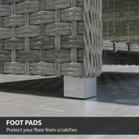 Outsunny Outdoor Coffee Table with Storage Shelf, PE Rattan Side Table with Slatted Top and Foot Pads, Grey(m-7)