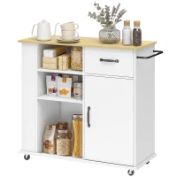 HOMCOM Küchenmöbel mit Schublade, Schrank und verstellbarem Fach, Weiß(m-6)