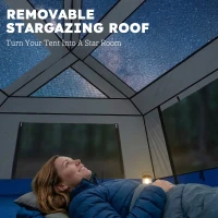 Outsunny Cabin Tent Easy Setup 3000mm Waterproof Camping Tent 4 Person with Carrying Bag Blue(m-5)