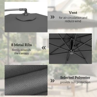 Outsunny 3m Overhanging Cantilever Parasol, with Cross Base - Grey(m-6)