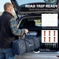 Outsunny Tunnelzelt 2–4 Personen, Schlafzimmer, Wohnbereich, Wasserdicht, Navyblau(m-5)