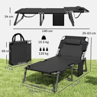 Outsunny Folding Sun Loungers for Garden Set of 2, 5-Position Oversized Camping Bed Recliner with Cushions, Blue(m-3)