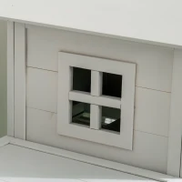 PawHut Indoor Rabbit Hutch, Guinea Pig Cage, with Slide-Out Tray, Large Fenced Area - Light Grey(m-10)