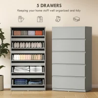 HOMCOM Chest of Drawers, 5-Drawer Storage Cabinets, Modern Dresser, Storage Drawer Unit for Bedroom(m-4)