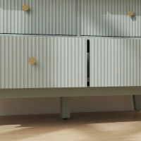 HOMCOM Fluted Dresser, 6 Drawer Chest of Drawers for Bedroom, Living Room, Hallway, Closet, Green(m-9)