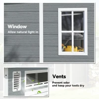Outsunny 6 x 6 ft Plastic Garden Shed, Wood-Effect Outdoor Storage Shed with Floor, Windows, Lockable Doors and Vents, Grey(m-5)
