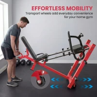 SPORTNOW Leg Press Machine with Wheels and Calf Block, Adjustable Squat Machine for Home Gym, 455KG Capacity(m-7)