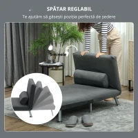 HOMCOM Fotoliu-Pat Single Reglabil din Material cu Aspect de In Gri Închis(m-8)