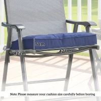 Outsunny Garden Seat Cushion with Ties, 42 x 42cm Replacement Dining Chair Seat Pad, Dark Blue(m-3)