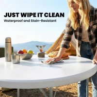 Outsunny 4ft Folding Picnic Table, Camping Table with Non-slip Foot Pads and Metal Frame, 100 kg Load, for Garden, White(m-6)